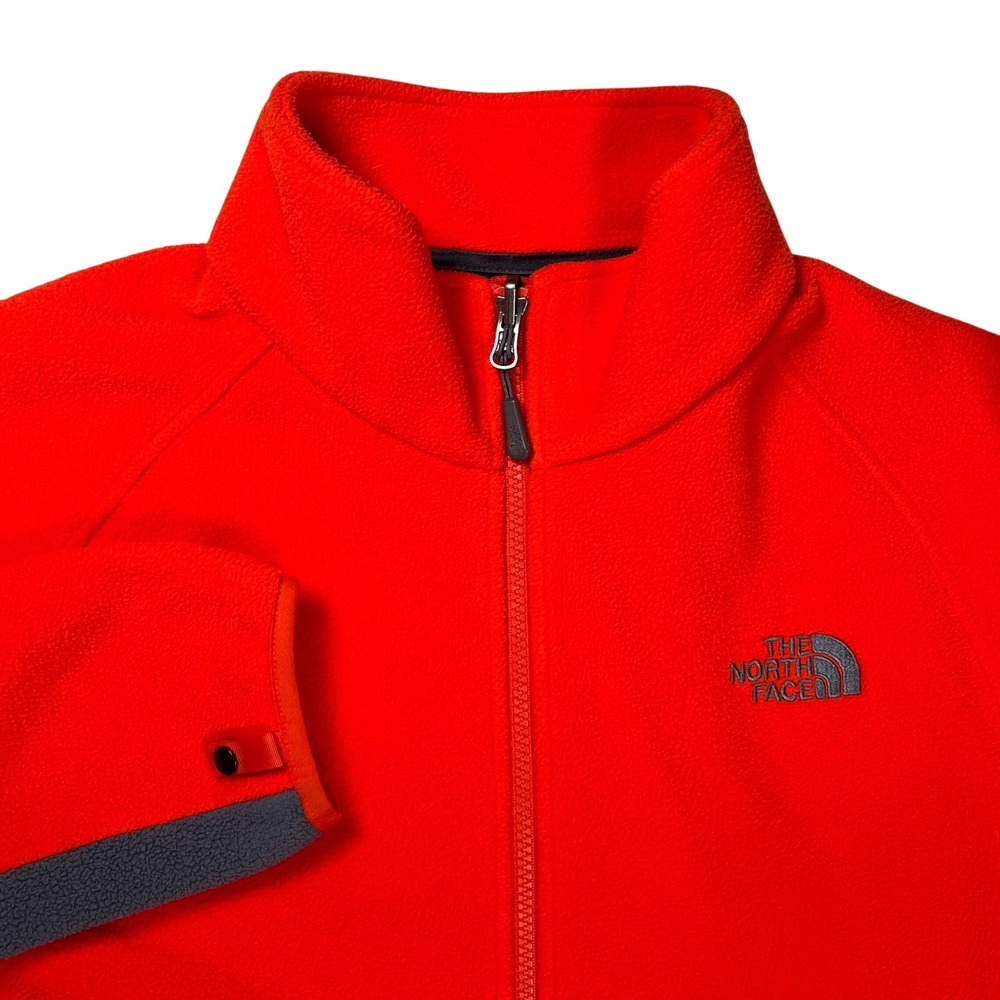 The North Face Fleece Jacket Men M Orange Grey Full Zip Hiking Outdoors Gorpcore